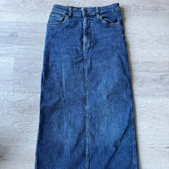 ✨ Zara Denim Pencil Midi Skirt – Medium Blue – Size S - Picture 7 of 12